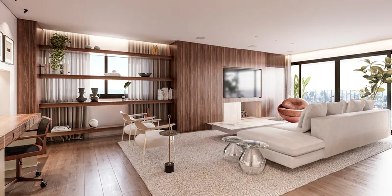 Living com Lareira Roca 815